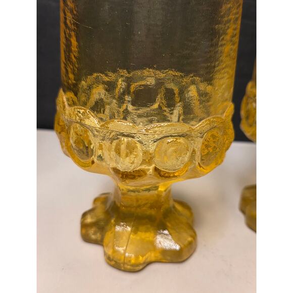 Tiffin Franciscan Madeira. Two Amber / Cornsilk Wine Water Goblets 5 1/2" - Picture 3 of 6
